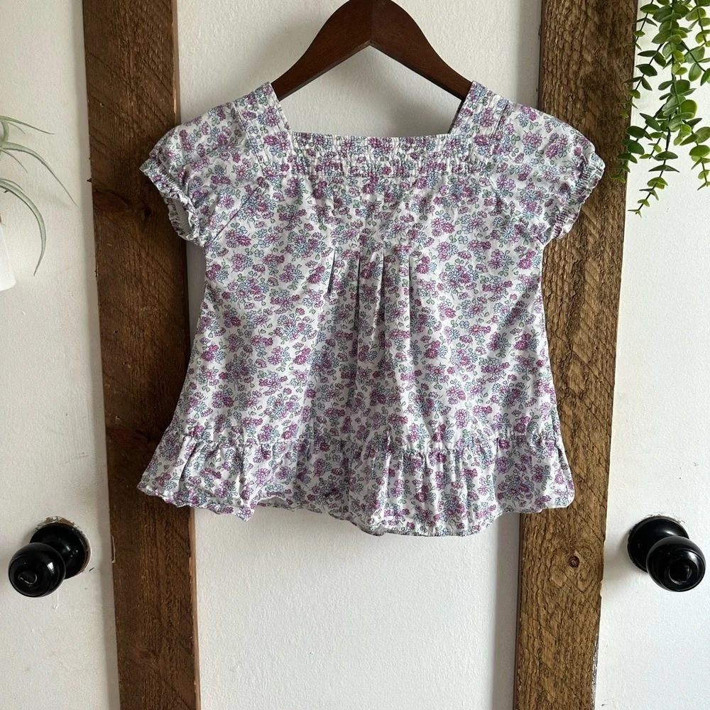 Vintage Oshkosh B’Gosh Girls Floral Print Blouse Puff Sleeve Cottagecore Size 6x